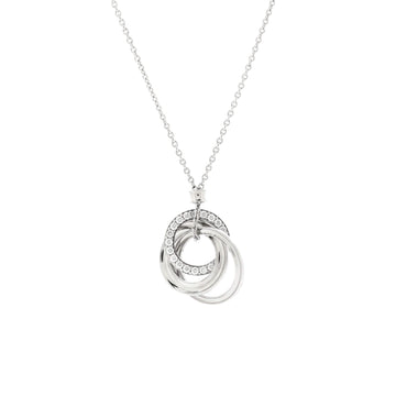 Tiffany & Co. 1837 Triple Interlocking Circle Pendant Necklace 18K White Gold and Diamonds