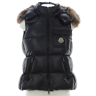 Moncler Women's Balabio Hooded Puffer Vest Quilted Polyamide with Down and Fur