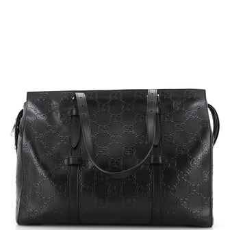 Gucci Tote Bag GG Embossed Perforated Leather Large