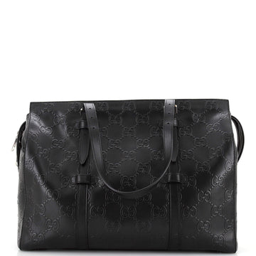 Gucci Tote Bag GG Embossed Perforated Leather Large