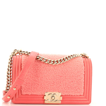 Chanel Boy Flap Bag Shearling with Leather Old Medium