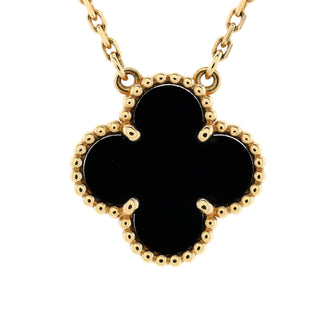 Van Cleef & Arpels Vintage Alhambra Pendant Necklace 18K Yellow Gold and Onyx
