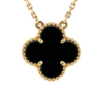 Van Cleef & Arpels Vintage Alhambra Pendant Necklace 18K Yellow Gold and Onyx