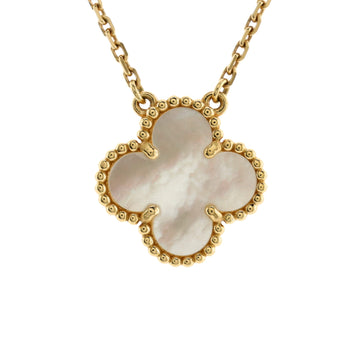 Van Cleef & Arpels Vintage Alhambra Pendant Necklace 18K Yellow Gold and Mother of Pearl