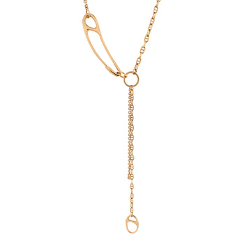 Hermes Chaine d'Ancre Punk Long Necklace 18K Rose Gold with Diamond Large