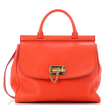 Dolce & Gabbana Monica Top Handle Flap Bag Lizard Embossed Leather Medium