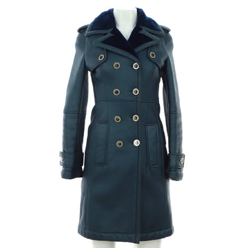 Versace Women's Double Breasted Trench Coat Leather and Shearling