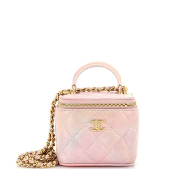 Chanel Classic Top Handle Vanity Case with Chain Quilted Lambskin Mini