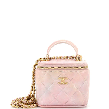 Chanel Classic Top Handle Vanity Case with Chain Quilted Lambskin Mini