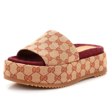 Gucci Women's Angelina Platform Slide Sandals GG Canvas