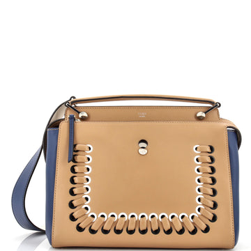 Fendi DotCom Convertible Satchel Whipstitch Leather Medium