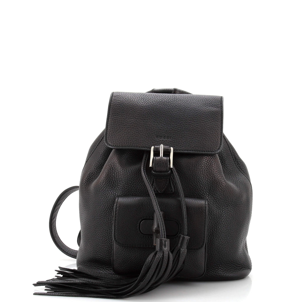 Gucci Bamboo Tassel Backpack Leather Mini Black 2645081