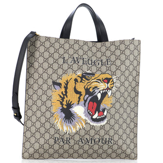 Gucci Convertible Soft Open Tote Printed GG Coated Canvas Tall