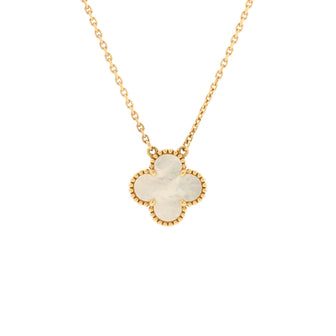 Van Cleef & Arpels Vintage Alhambra Pendant Necklace 18K Yellow Gold and Mother of Pearl