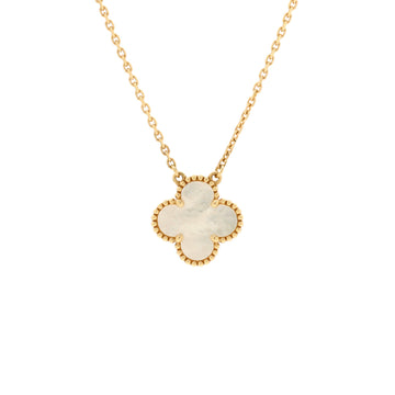 Van Cleef & Arpels Vintage Alhambra Pendant Necklace 18K Yellow Gold and Mother of Pearl