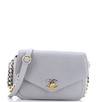 Chanel Two Tone Envelope Flap Bag Quilted Calfskin Medium