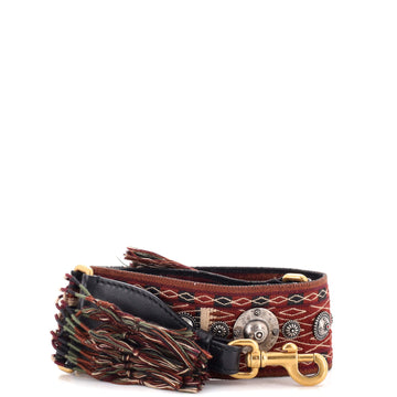 Christian Dior Bohemian Fringe Shoulder Strap Embellished Canvas