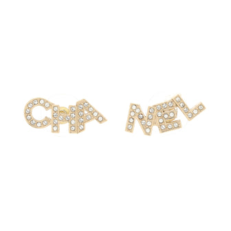 Chanel CHA-NEL Stud Earrings Metal with Crystals