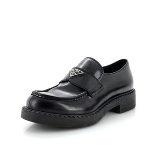 Prada Men's Triangle Logo Loafers Spazzolato Leather