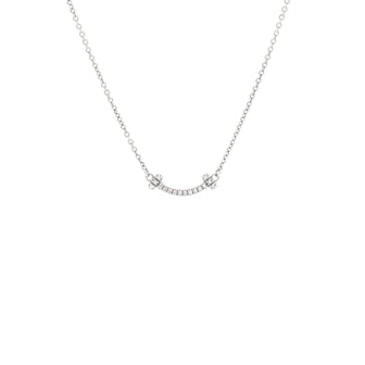 Tiffany & Co. T Smile Pendant Necklace 18K White Gold with Diamonds Mini
