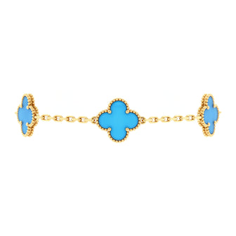 Van Cleef & Arpels Vintage Alhambra 5 Motifs Bracelet 18K Yellow Gold and Agate