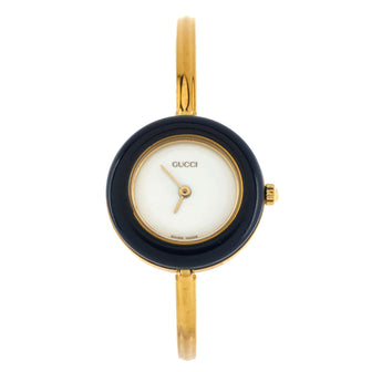 Gucci 1100 Interchangeable Bezel Bangle Quartz Watch Plated Metal with Plastic 26