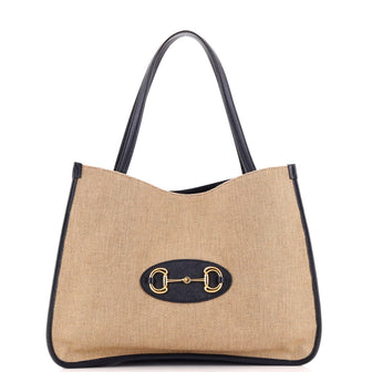 Gucci Horsebit 1955 Tote Canvas and Leather Medium