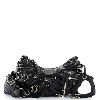 Balenciaga Le Cagole Giant Studs Shoulder Bag Piercing Embellished Leather XS