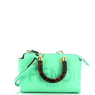 Fendi Logo By The Way Top Handle Bag Embossed Leather Mini