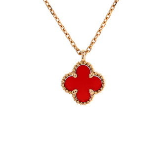 Van Cleef & Arpels Sweet Alhambra Pendant Necklace 18K Rose Gold and Carnelian