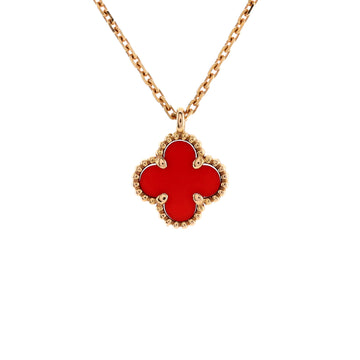 Van Cleef & Arpels Sweet Alhambra Pendant Necklace 18K Rose Gold and Carnelian