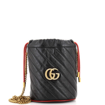 Gucci GG Marmont Bucket Bag Diagonal Quilted Leather Mini