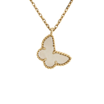 Van Cleef & Arpels Sweet Alhambra Butterfly Pendant Necklace 18K Yellow Gold and Mother of Pearl