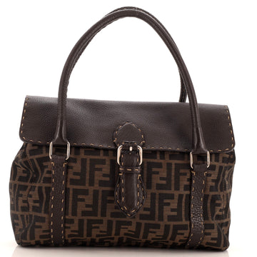 Fendi Selleria Linda Satchel Zucca Canvas and Leather Medium