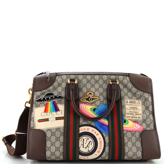 Gucci Courrier Carry On Convertible Duffle GG Coated Canvas with Applique Small