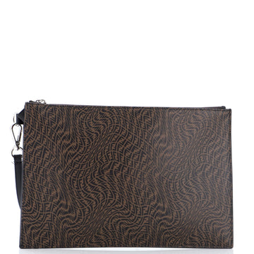 Fendi x Sarah Coleman Flat Zip Wristlet Pouch Vertigo Zucca Coated Canvas