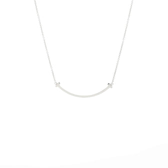 Tiffany & Co. T Smile Pendant Necklace 18K White Gold Small