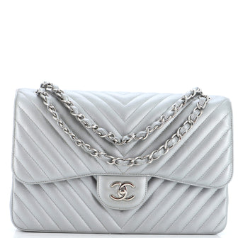 Chanel Classic Double Flap Bag Chevron Caviar Jumbo