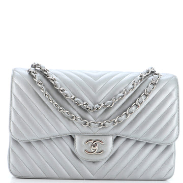 Chanel Classic Double Flap Bag Chevron Caviar Jumbo