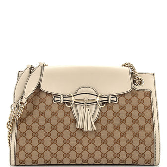 Gucci Emily Chain Flap Shoulder Bag GG Canvas Large