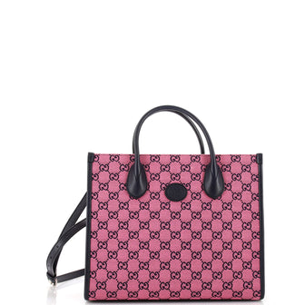 Gucci Structured Top Handle Open Tote GG Canvas Small