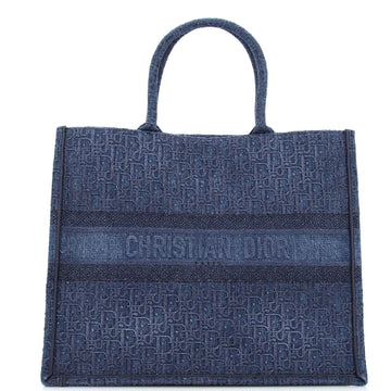 Christian Dior Book Tote Oblique Denim Large