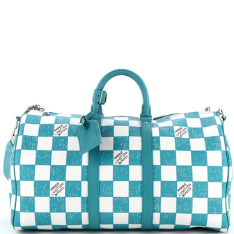 Louis Vuitton Keepall Bandouliere Bag Pencil Effect Damier Printed Leather 45