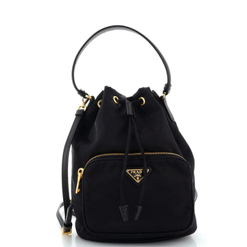 Prada Duet Drawstring Bucket Bag Tessuto Small