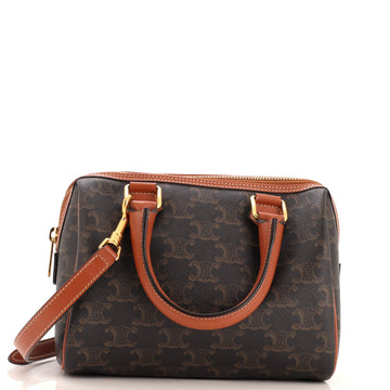 Celine Boston Bag Triomphe Coated Canvas Small