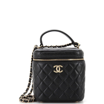 Chanel CC Top Handle Vanity Case with Chain Quilted Lambskin Small
