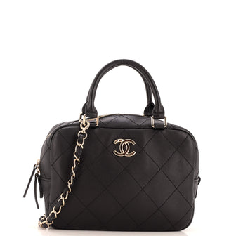 Chanel CC Convertible Bowling Bag Quilted Lambskin Medium