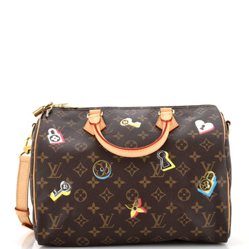 Louis Vuitton Speedy Bandouliere Bag Limited Edition Love Lock Monogram Canvas 30