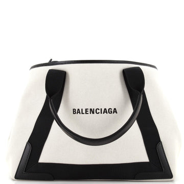 Balenciaga Navy Cabas Canvas with Leather Medium