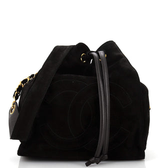 Chanel Vintage Timeless Drawstring Bucket Bag Suede Medium